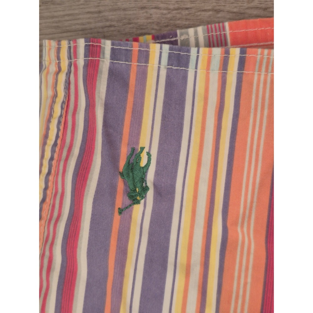 Polo Ralph Lauren Mens Striped Swim Trunks Orange Purple Pony Logo Size M - Picture 3 of 12